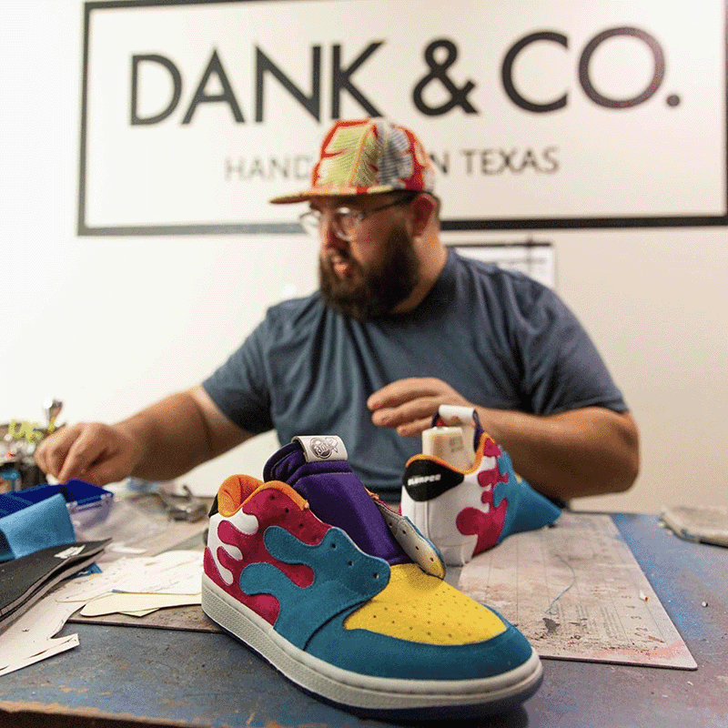 Jake Danklefs at the bench — Dank & Co, handmade in Texas